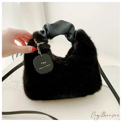 Small Trendy Messenger Crossbody Handbag Black handbag-250126
