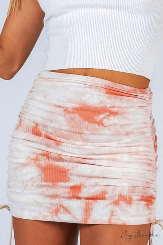 Smocked Tie Dye Skirt Pink / S