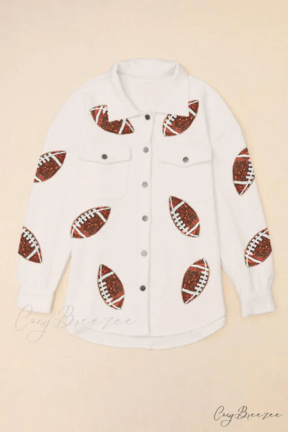 Snap and Patch Button Collared with Jacket Neck Football Sequin Closure