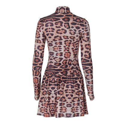 Phyllis Woman Long Sleeves Leopard Print Mini Dress