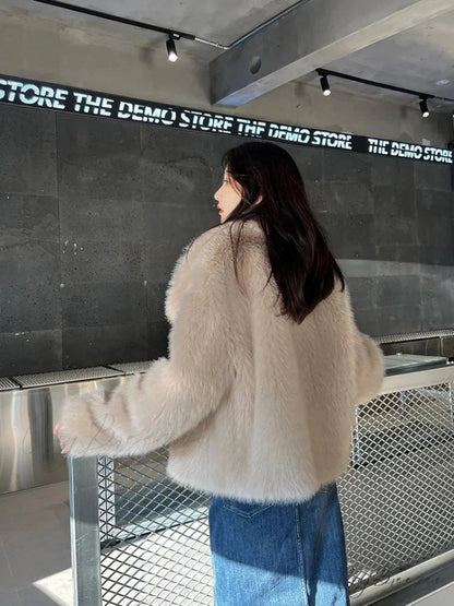 Soft Cropped Thermal Coat rice apricot / S coats-241228
