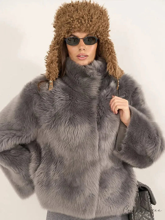 Soft Fluffy Lapel Full Sleeve Coat coats-241228