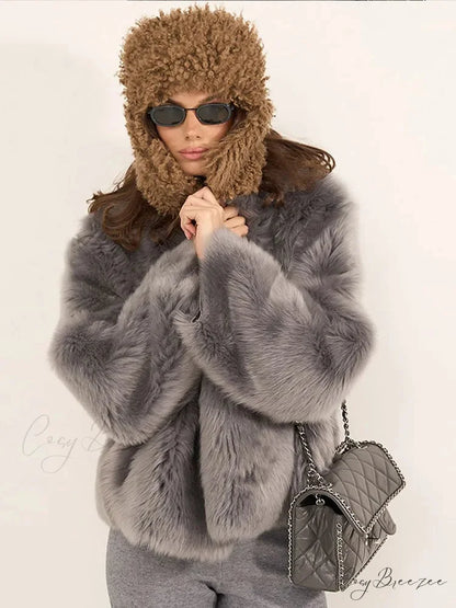 Soft Fluffy Lapel Full Sleeve Coat coats-241228