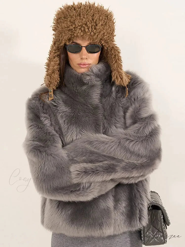 Soft Fluffy Lapel Full Sleeve Coat coats-241228