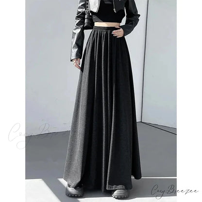 Soft High Waist Relaxed Wide Leg Pants Black / M pants-241228