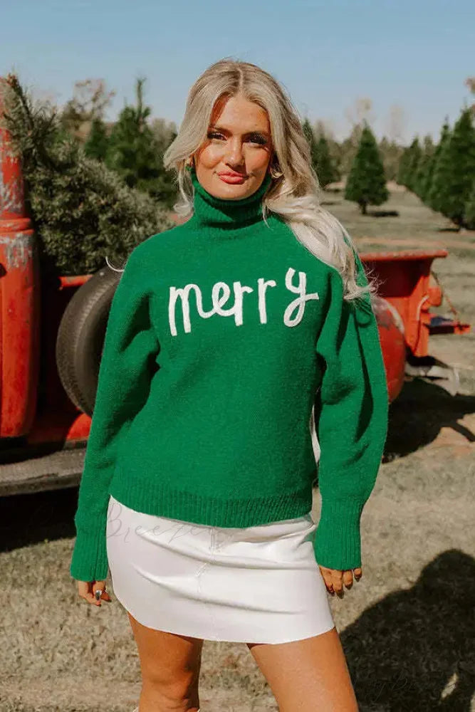 Soft Knitting New Christmas High Tie Chic New Christmas Sweater Green / S