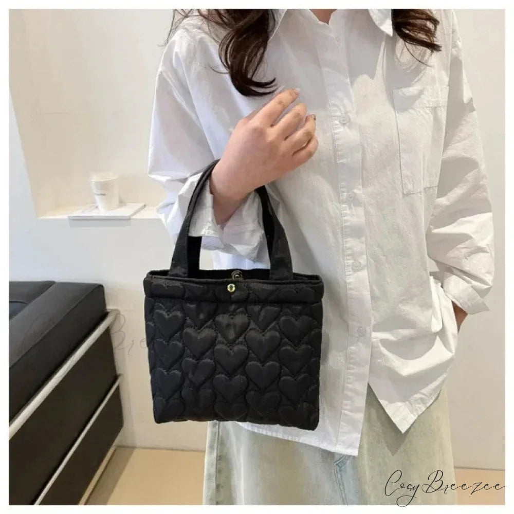 Soft Puffer Cotton Quilted Crossbody Bag Blackhand crossbody-250126