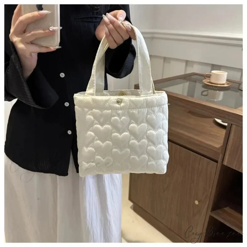 Soft Puffer Cotton Quilted Crossbody Bag Whitehand crossbody-250126