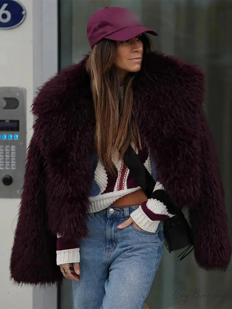 Soft Thickened Lapel Cardigan Coat dark brown / S coats-241228