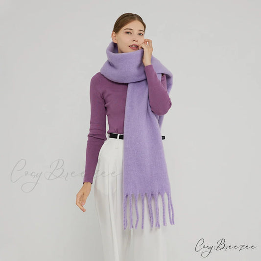 Soft Warm Thick Cozy Elegant Modern Trendy Classic Scarf Purple
