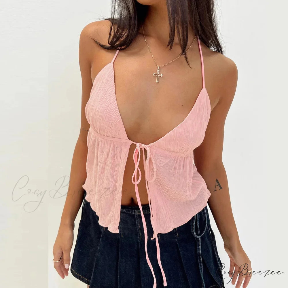 Solid Bandage Backless Crop Top croptop-250223