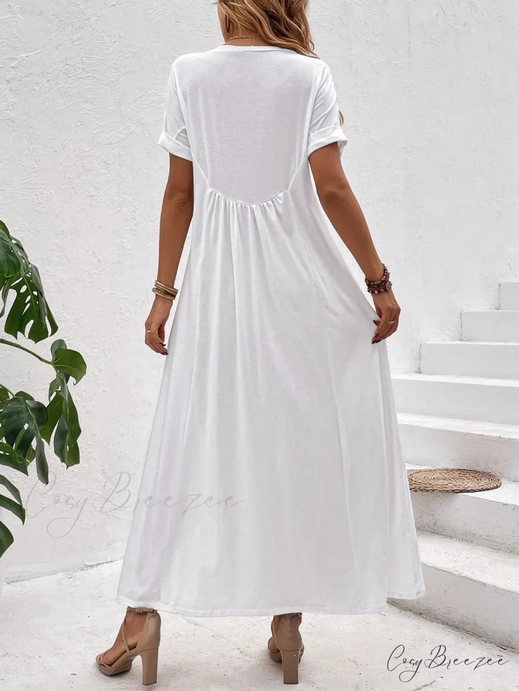 Solid Batwing Sleeve Tee Dress