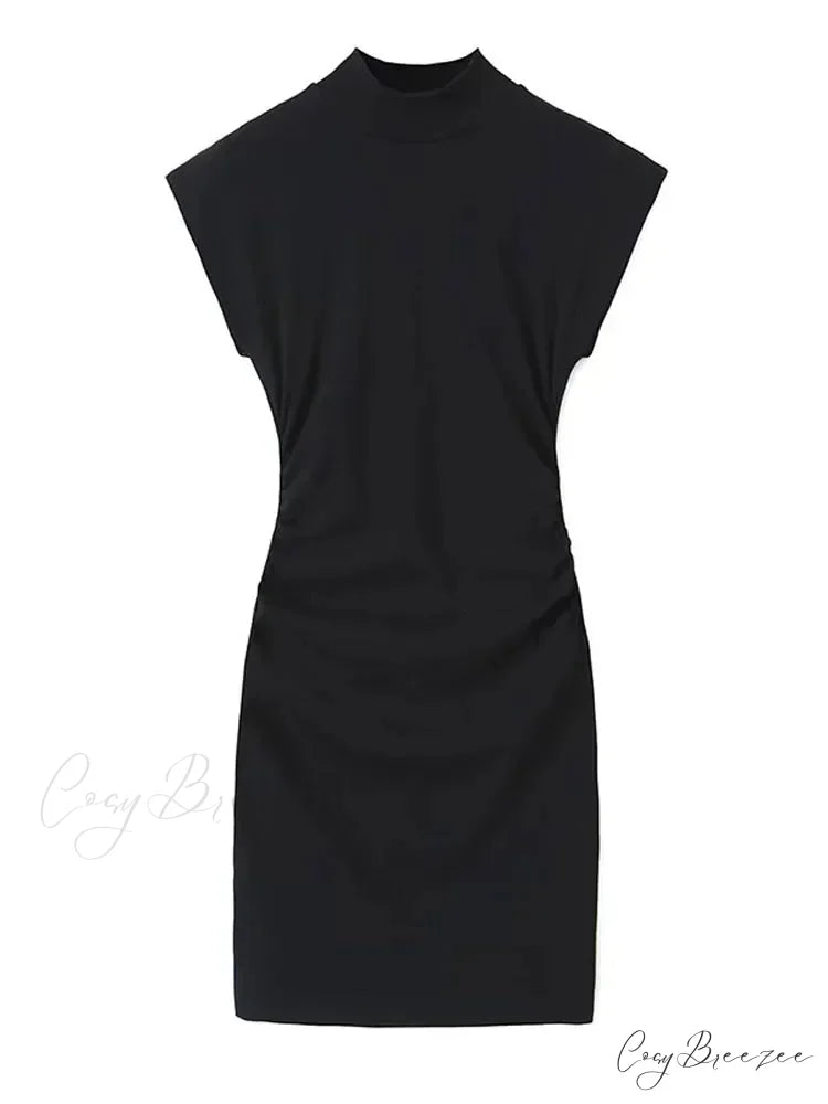 Solid Chic High Waisted Sexy Rear Split Office Lady Commuting Midi Dress Teal / S