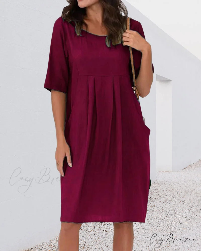 Solid Color Dress with Pockets