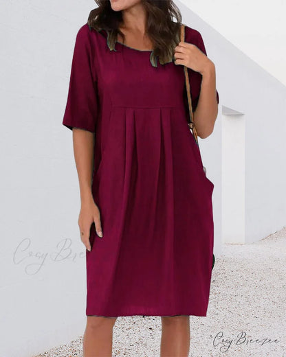 Solid Color Dress with Pockets
