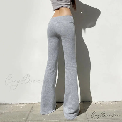 Solid Color Flared Sports Relaxed Pants pants-241228