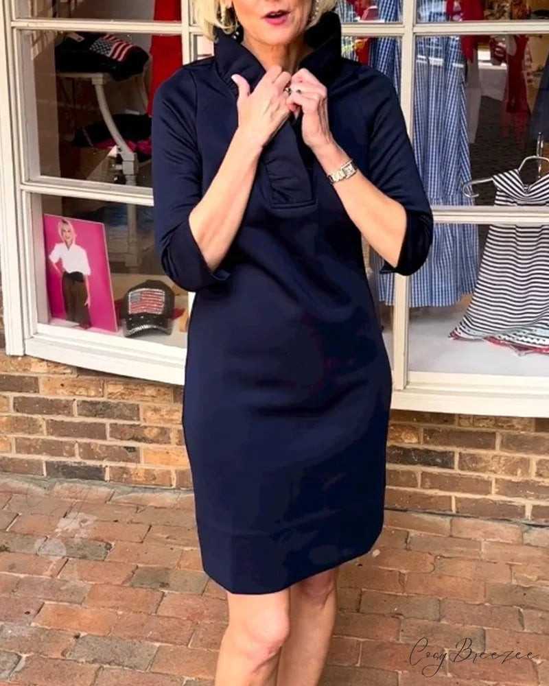Solid Color Fungus Collar Dress