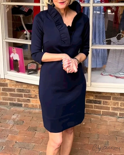 Solid Color Fungus Collar Dress