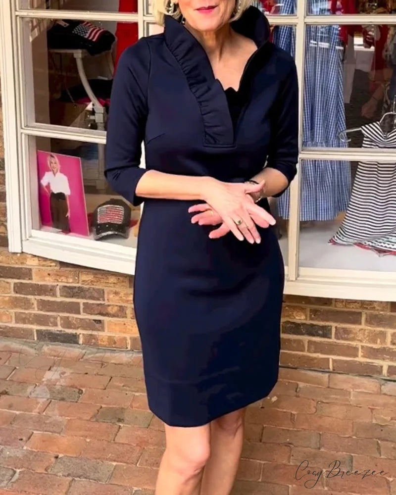 Solid Color Fungus Collar Dress