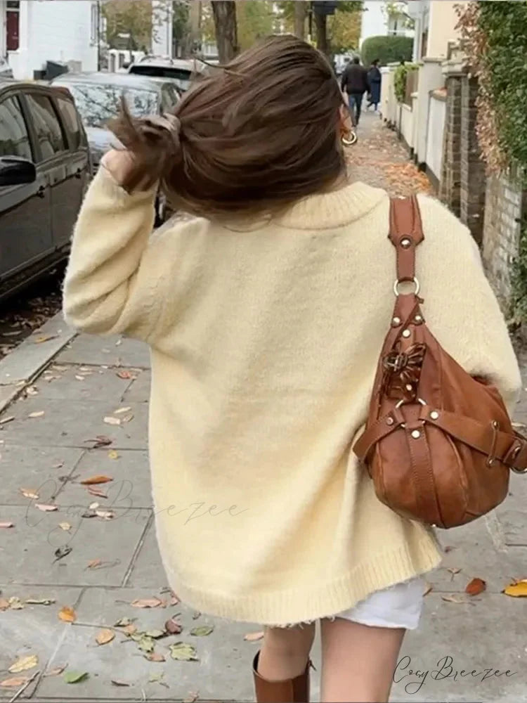 Solid Color Long Sleeve Pullover Sweater swraters-241228