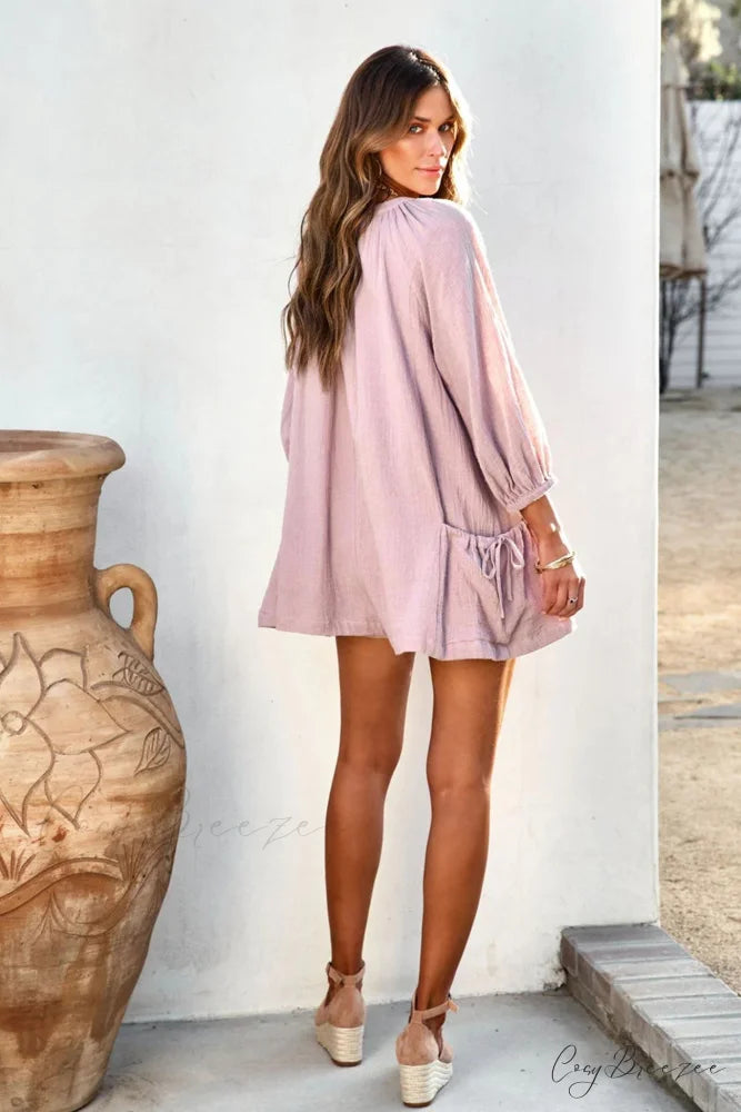 Solid Color Loose Rompers Pink / XL