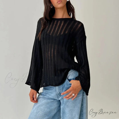 Solid Color Loose Warm Sweater Black / S swraters-241228