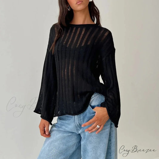 Solid Color Loose Warm Sweater Black / S swraters-241228