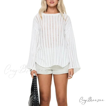 Solid Color Loose Warm Sweater WHITE / S swraters-241228