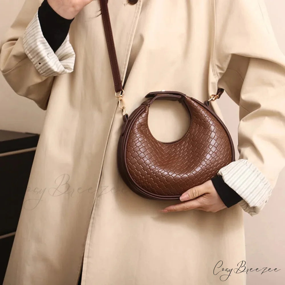 Solid Color PU Leather Lattice Crossbody Handbag handbag-250126