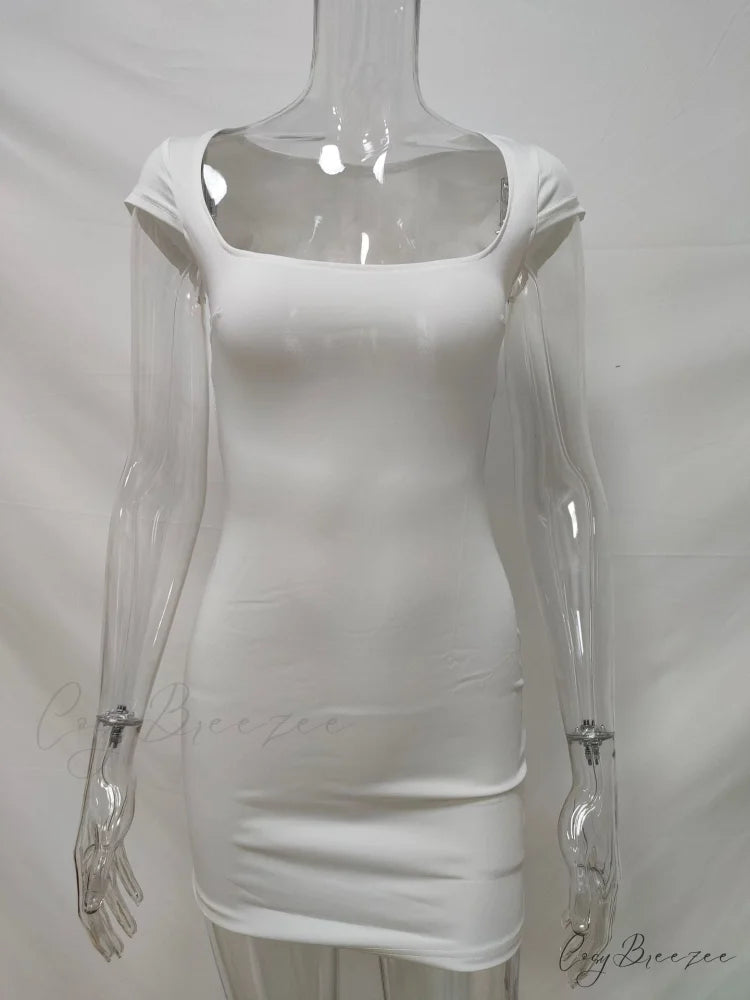 Solid Color Sexy Slim Hollow Out Mini Dress M / PINK