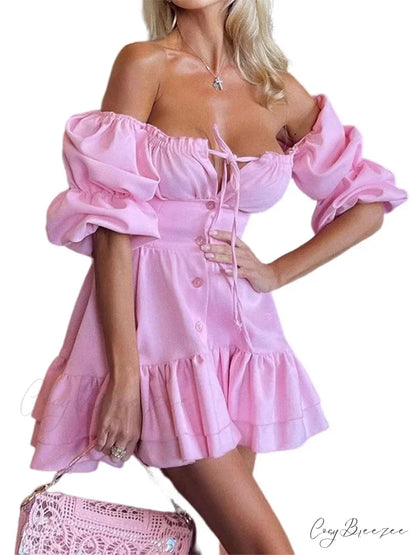 Solid Color Sexy Tube Top Nightclub Mini Dress
