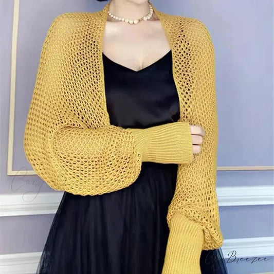 Solid Color Thin Sunscreen Korean Style Long Knit Cardigan YELLOW / One Size cardiagn-250126