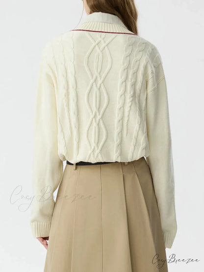 Solid Color Twisted Flower Pullover Sweater swraters-241228
