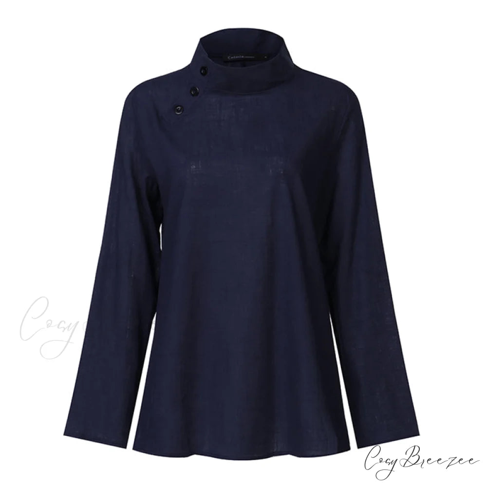 Solid Cotton Size Loose Blouses Stylish Plus Women Blusas Linen Arm Brief Tops Casual Tunic Warm-Season Femme