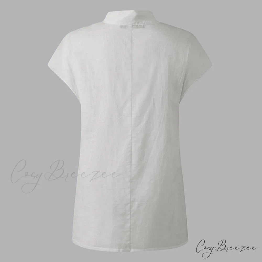 Solid Cotton Size Loose Blouses Stylish Plus Women Blusas Linen Arm Brief Tops Casual Tunic Warm-Season Femme