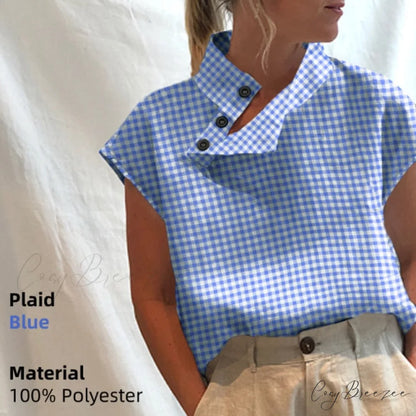 Solid Cotton Size Loose Blouses Stylish Plus Women Blusas Linen Arm Brief Tops Casual Tunic Warm-Season Femme Plaid