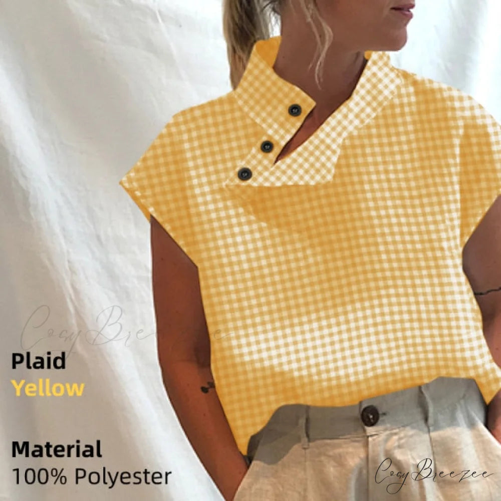 Solid Cotton Size Loose Blouses Stylish Plus Women Blusas Linen Arm Brief Tops Casual Tunic Warm-Season Femme Plaid