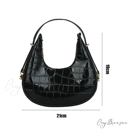 Solid Crocodile Print Large Capacity Shoulder Handbag handbag-250126