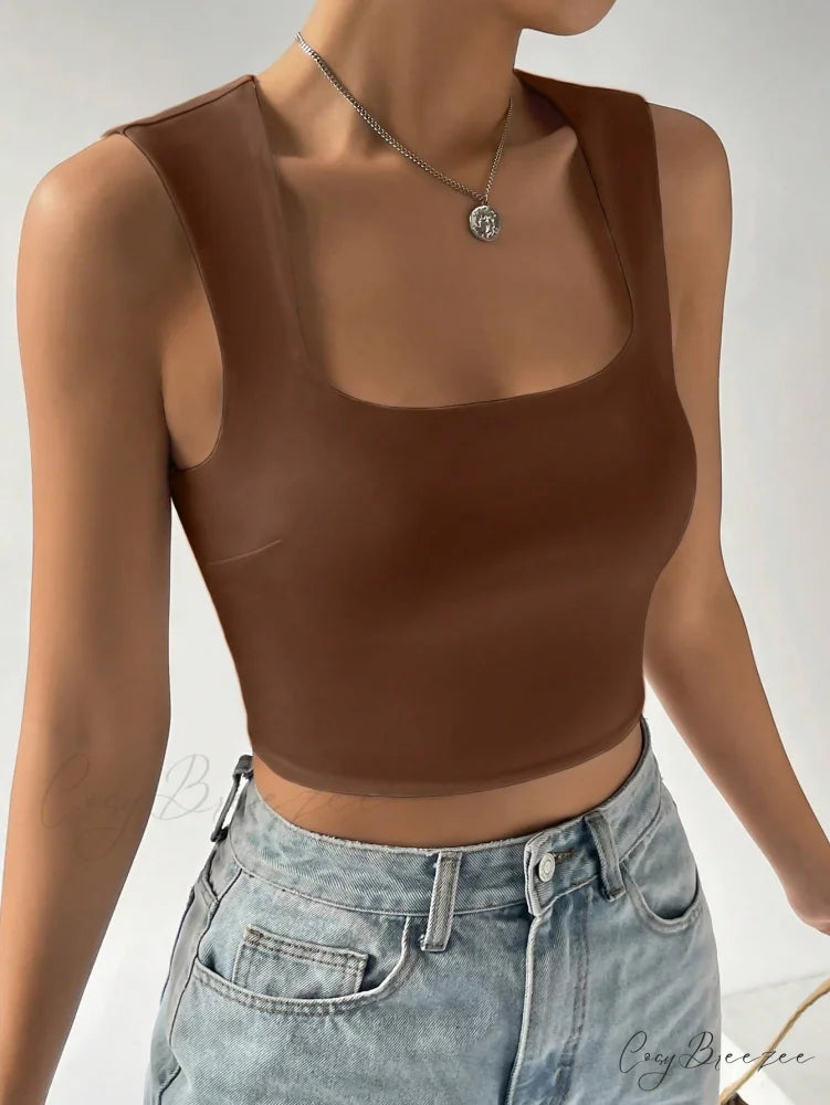 Solid Crop Tank Top