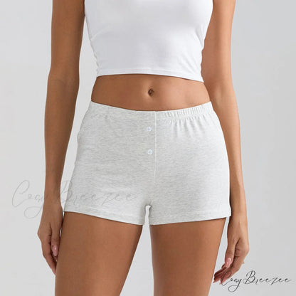 Solid Elastic Waist Slim Shorts Blue / S short-250223