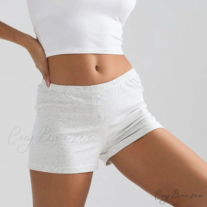 Solid Elastic Waist Slim Shorts short-250223