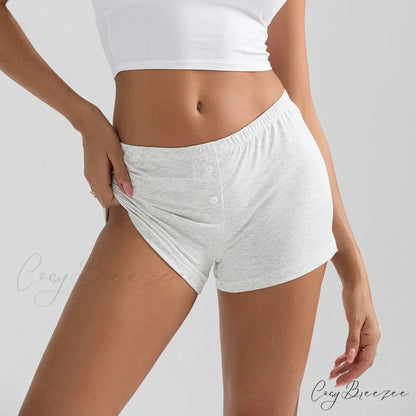 Solid Elastic Waist Slim Shorts short-250223