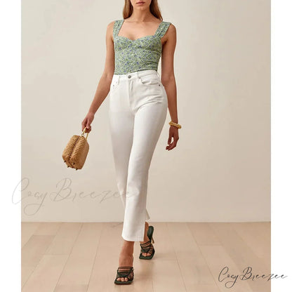 Solid Elegant Sleeveless Strapless Casual Flower Tube Crop Top croptop-250126