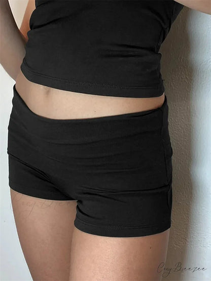 Solid Low Waist Shorts black / S short-250223