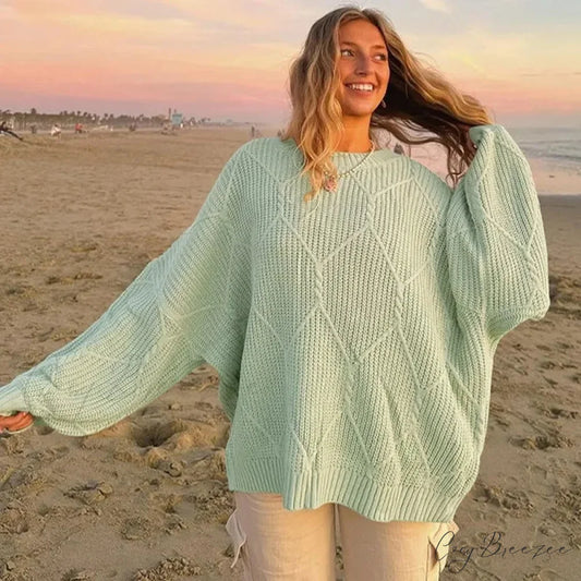 Solid O-neck Ribbed Long Sleeve Sweater swraters-241228