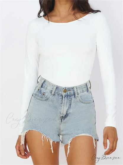 Solid O-Neck Slim Fit Casual Backless Tie-up T-Shirts