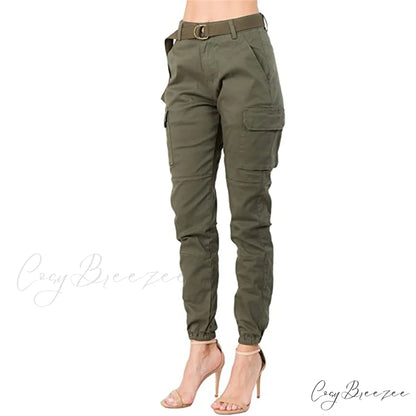Solid Pants With Belt Wide Pants Pantalones