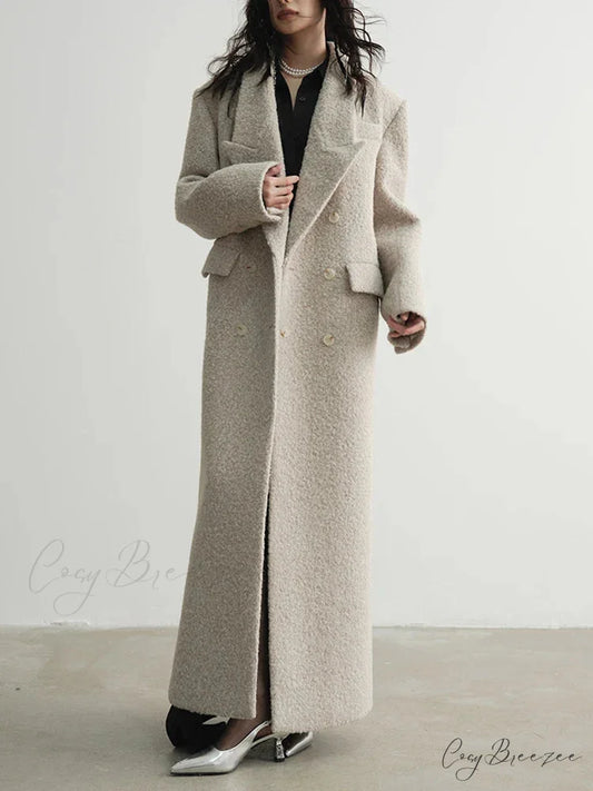 Solid Patchwork Long Sleeve Coat BEIGE / S overcoats-241228