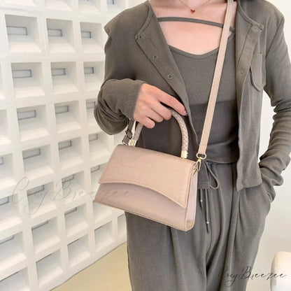 Solid PU Leather Casual Crossbody Top Handle Handbag handbag-250126