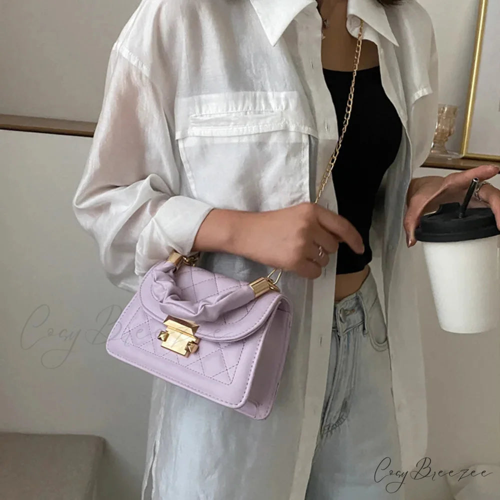 Solid PU Leather Designer Crossbody Handbag handbag-250126